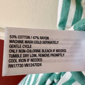 Sold Maxi Dress Women's L Green White Stripe Pockets Coastal Beach